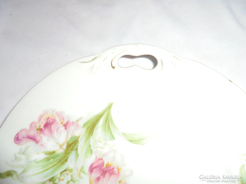 Old porcelain tulip serving plate, cake - marked