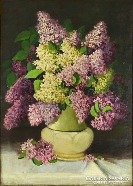 1M708 xx. Century painter: still life with lilac flowers