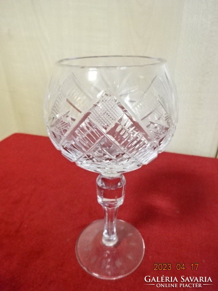 Lead crystal, stemmed wine glass, six pieces, height 16.5 cm. Jokai.