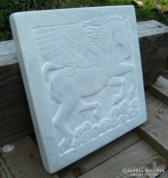 Pegasus stone relief made of Carrara marble