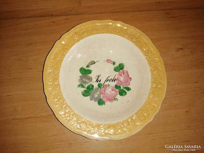 Antique Italian capodimonte porcelain plate with lei frolo inscription dia. 23.5 cm (3p)