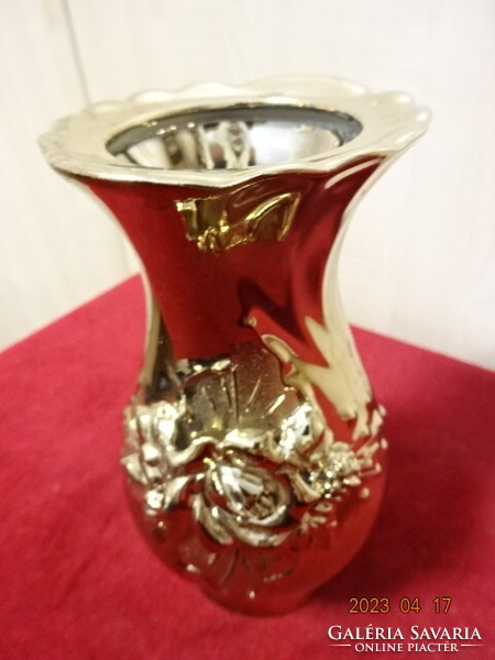 Román porcelán, aranyozott váza, magassága 16 cm. Jókai.