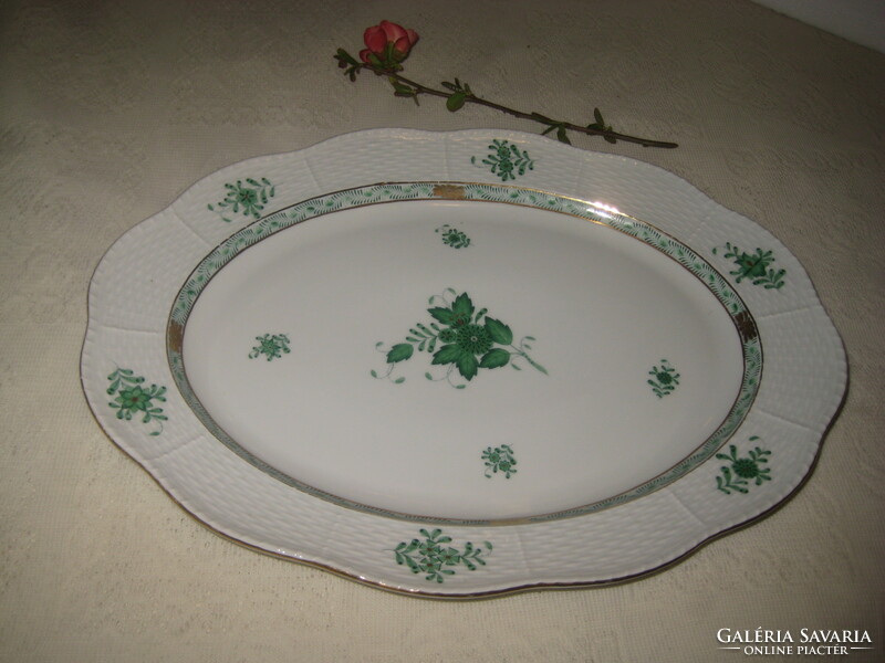 Herend, green Appony pattern, marked 1956, oval bowl 38 x 28 cm
