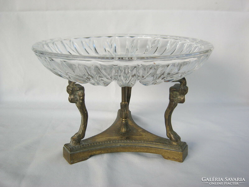 Art nouveau-style copper and glass centerpiece serving bowl