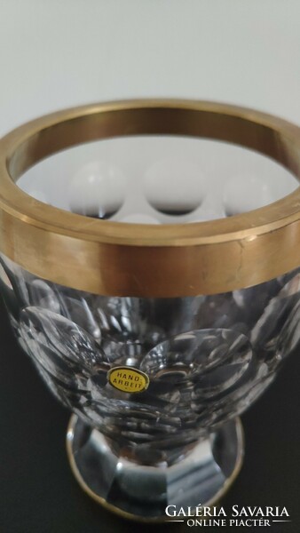 Kézzel csiszolt aranyozott szélű kristály pohár