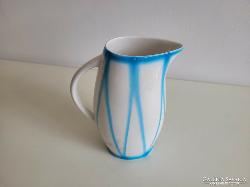 Old kp granite jug with blue pattern folk water jug spout 22 cm