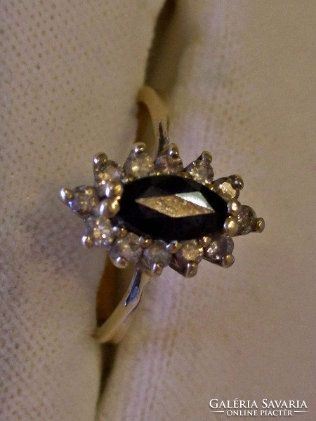 Beautiful antique 0.3ct diamond and 0.4ct sapphire gold ring