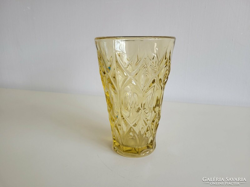 Retro üvegváza sárga vintage váza 20 cm