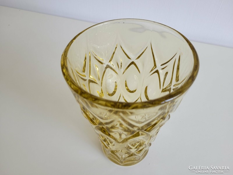 Retro üvegváza sárga vintage régi váza 20 cm