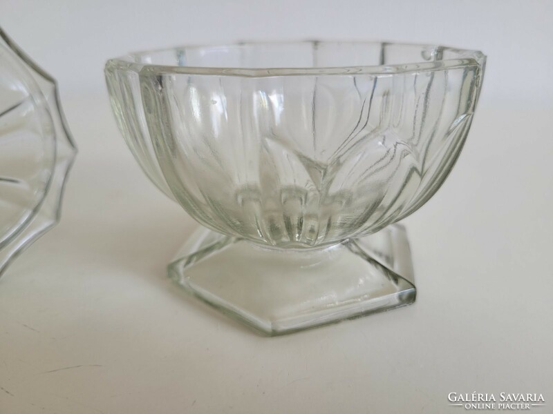 Old glass sugar bowl with lid vintage bonbonier 'b'