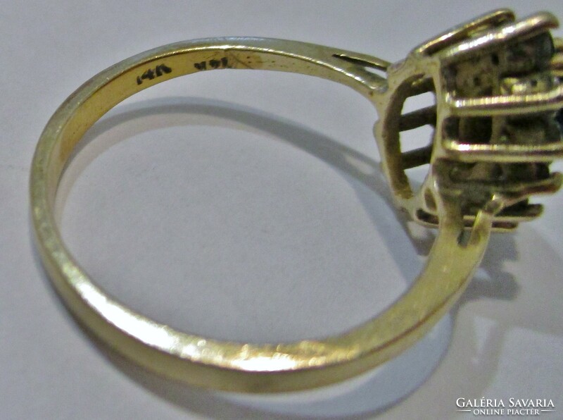 Szépséges antik 0.3ct  gyémánt és 0,4ct zafír arany gyűrű