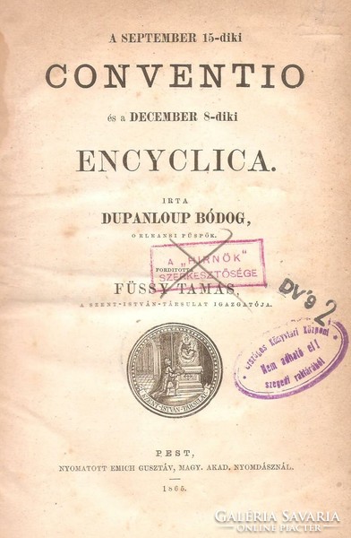 Dupanloup: the September 15 conventio and ...1865