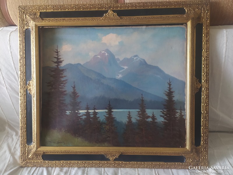TORDAI SZÉKELY MIHÁLY: TÁTRAI TÁJ  OLAJ, VÁSZON FESTMÉNY, HIBÁTLAN, SZÉP KERETBEN 78 x 68 CM