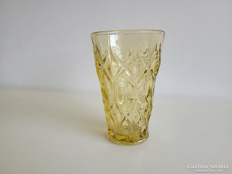 Retro glass vase yellow vintage old vase 20 cm
