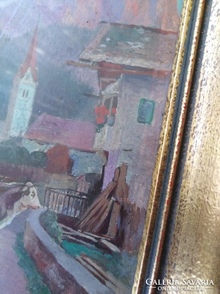 Oil painting / print - village idyll