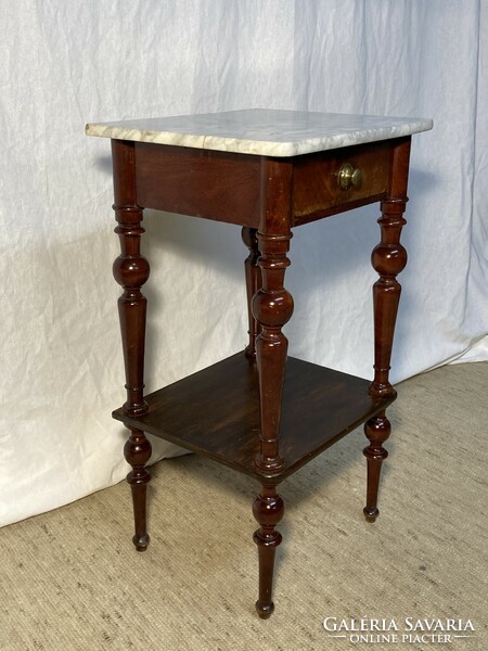 Lamp table with marble top drawer