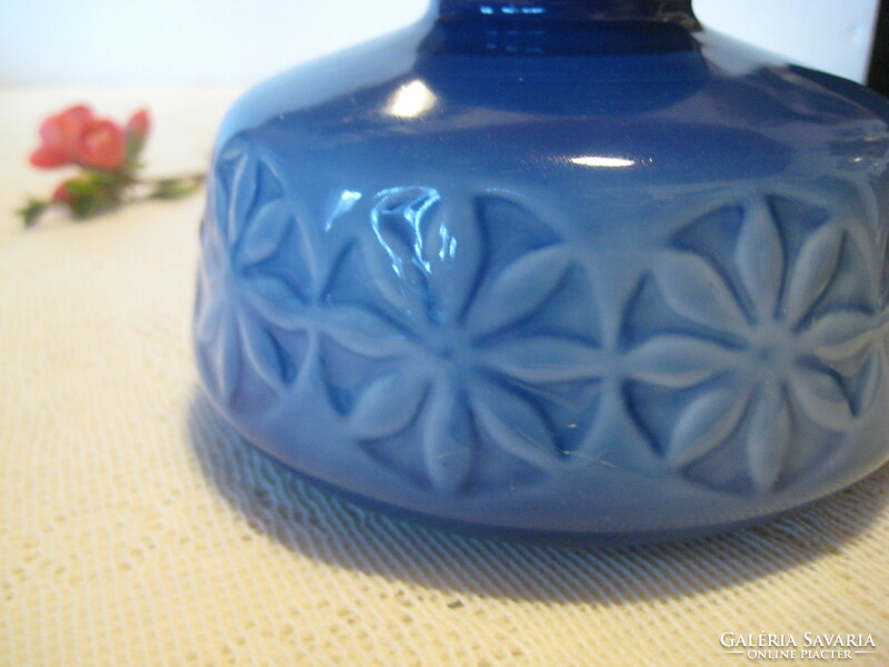 Zsolnay blue, retro-marked deep vase 13 x 7.5 cm, bee inscription on the bottom