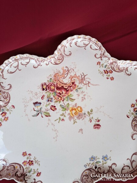 Beautiful sarreguemines fleury rare earthenware huge tray offering