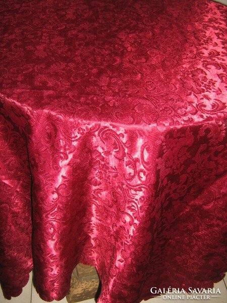 Csodaszép bordó vintage barokk rózsás filigrán selyem terítő