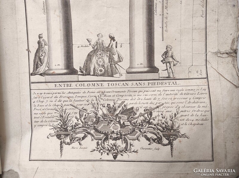 Antik könyv építészet 1757-1761 évszám Az építészet 5 alapszabálya francia rossz állapot 7285