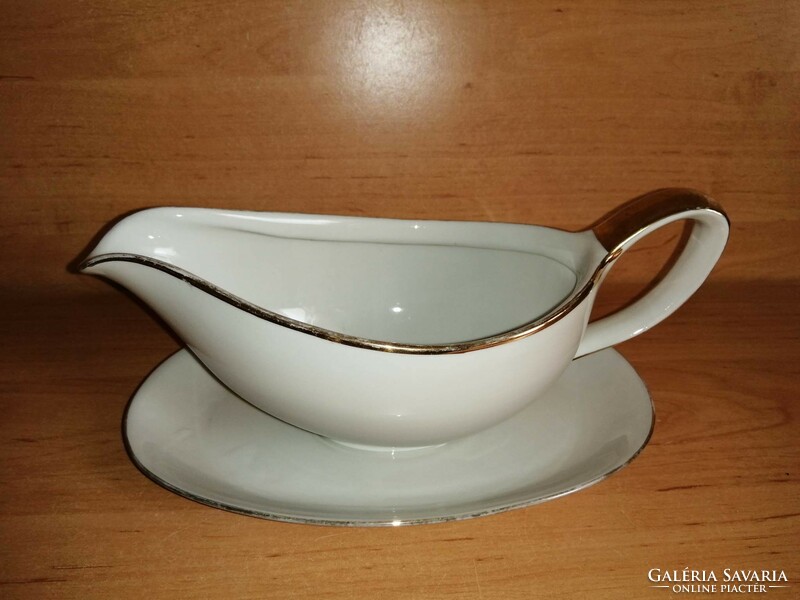 Bavaria porcelain gold striped sauce bowl with spout (21/d)