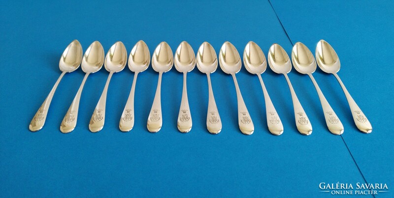 Silver 12-piece tea spoon noble mark + monogram