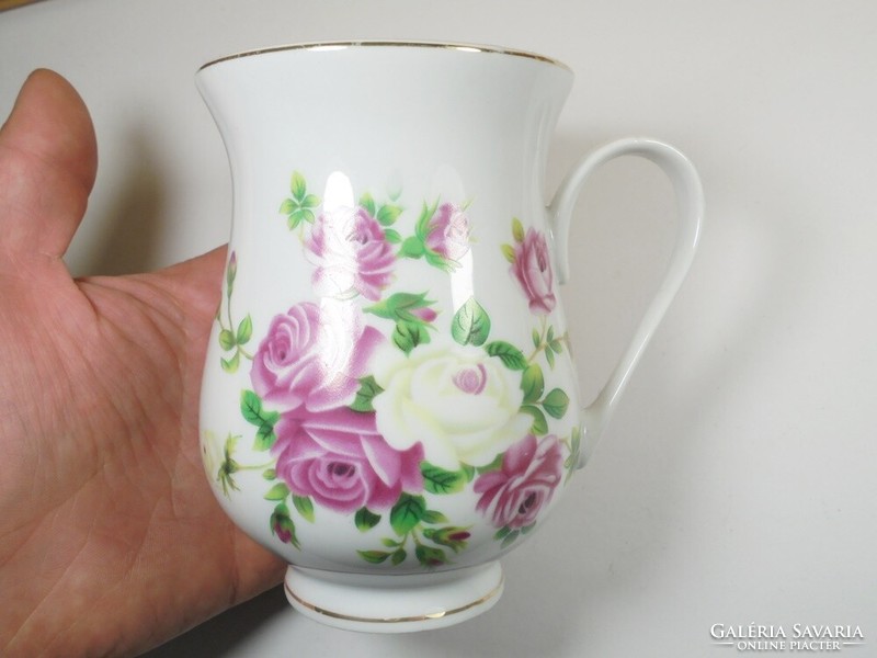 Retro old porcelain mug flower, rose pattern