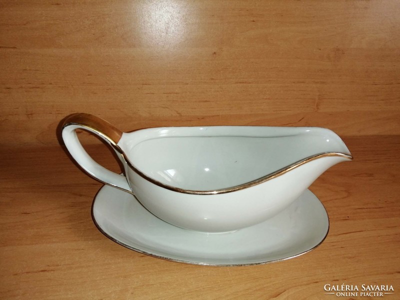 Bavaria porcelain gold striped sauce bowl with spout (21/d)