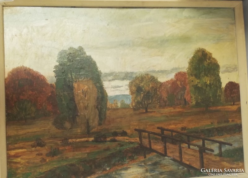 Péter Vértes small-bridge oil painting 60*80