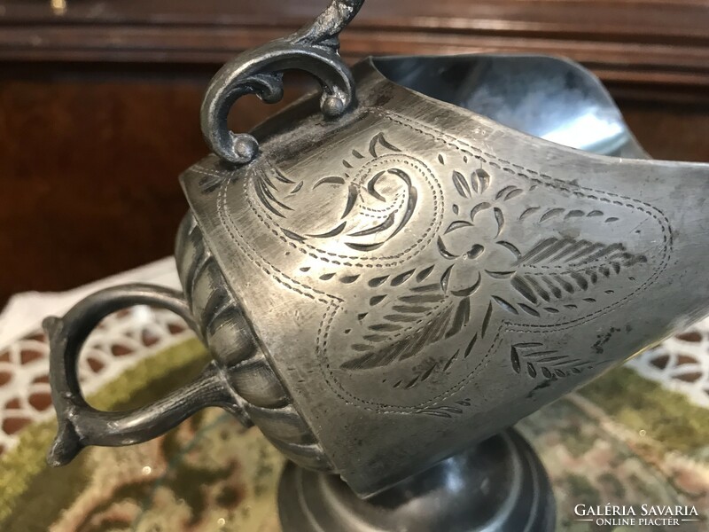 Rare, old! Antique, marked, silver-plated, charcoal pot style sugar bowl