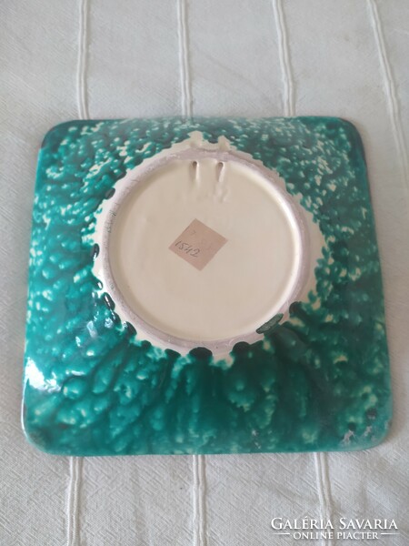 Retro square serving tray, center of the table, with bright decor, flawless, 22 cm