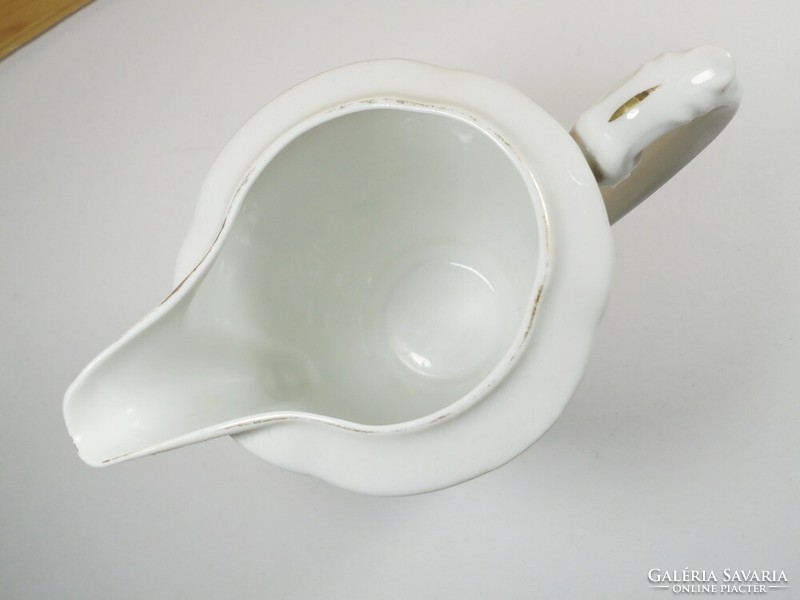 Antique old marked pouring milk jug - flower pattern - drasche porcelain