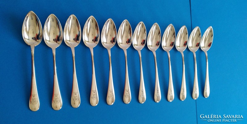 Silver 12-piece tea spoon noble mark + monogram