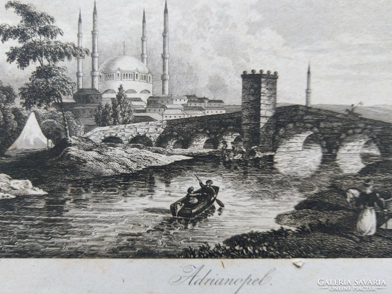 Adrianople. Original wood engraving ca. 1835