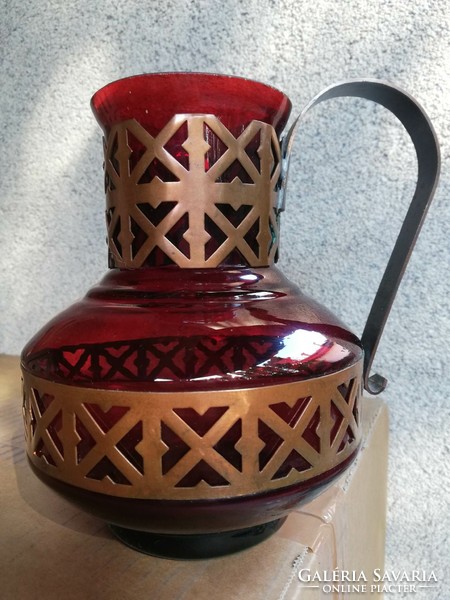 Glass jug with copper decoration