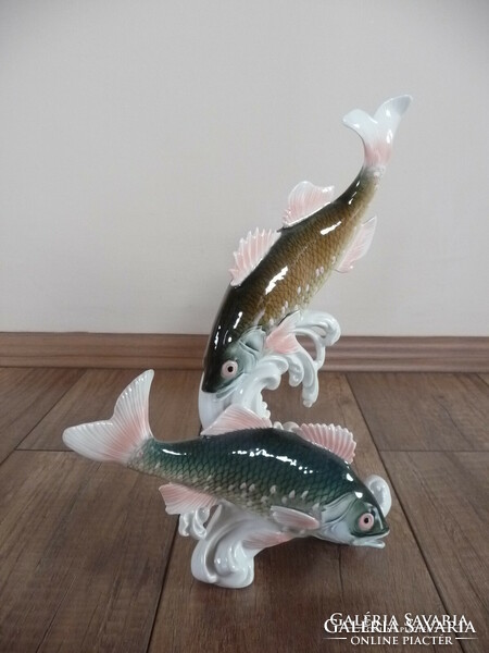 Régi ENS porcelán pisztráng halak