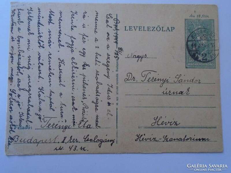 D194947 postcard - dr. Sándor Terényi Hévíz 1944