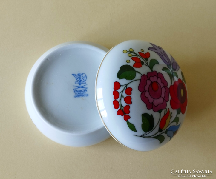 Original hand-painted Kalocsa porcelain jewelry box, bonbonier