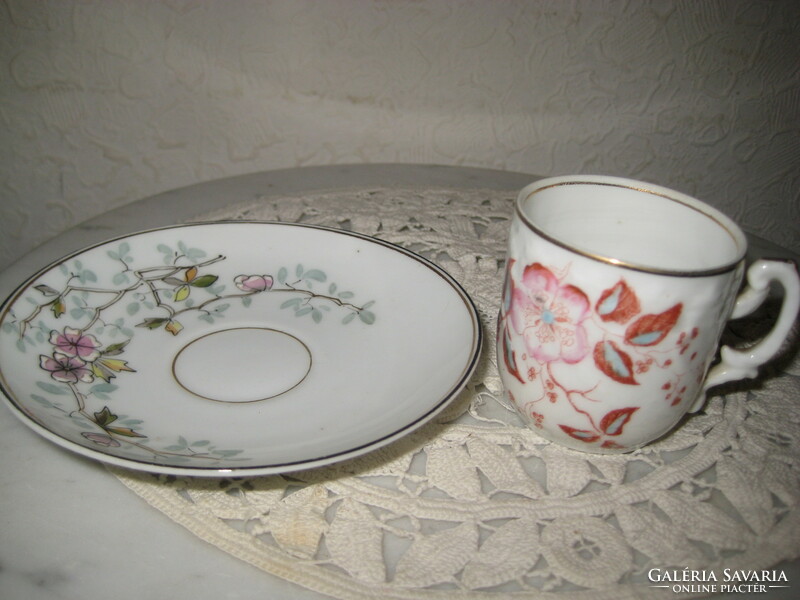 Mocha cup / 4.5 cm / and small plate / 10.5 cm / made of antique fine Austrian porcelain