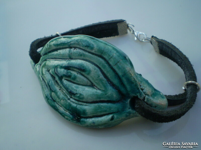 Unique, raku ceramic wrapped bracelet