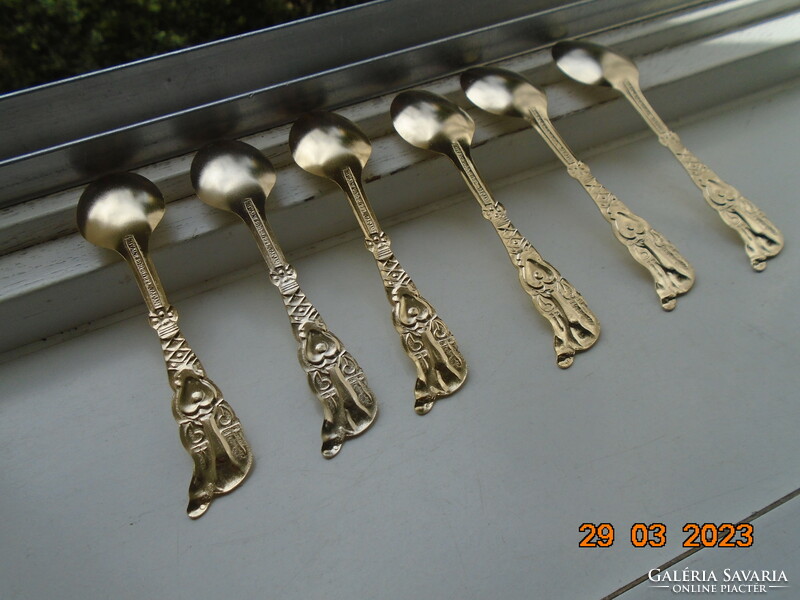 6 pcs of gold stainless steel spoons with Japanese embossed pattern