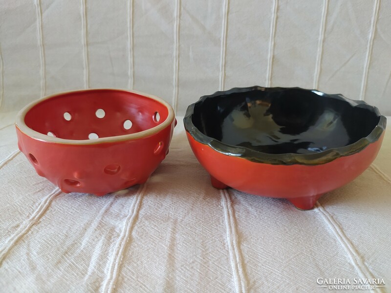 Tófej - sün alakú asztali dísz, ikebana, jelzett, hibátlan, 22 cm