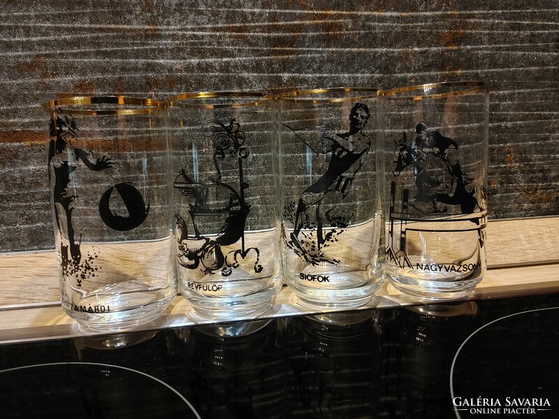 4 db  BALATON Siófok  Zamárdi Révfülöp  pohár készlet sörös poharak