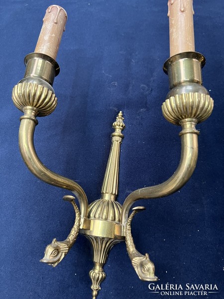 Restored antique two-armed wall arm in a pair