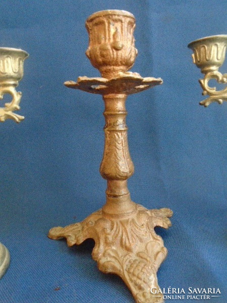 3 antique candle holders