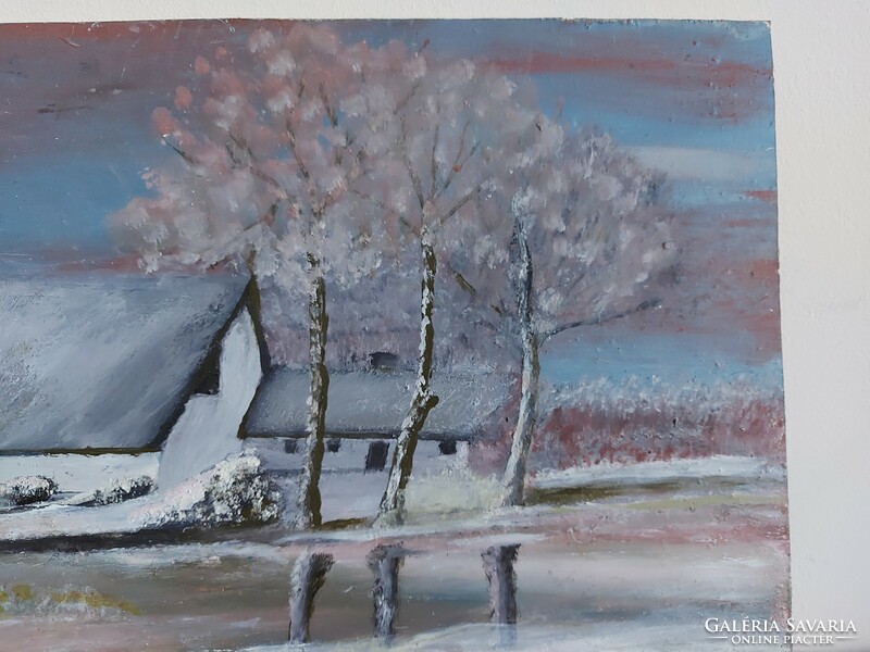 Unsigned painting - farm in winter 1 - 443