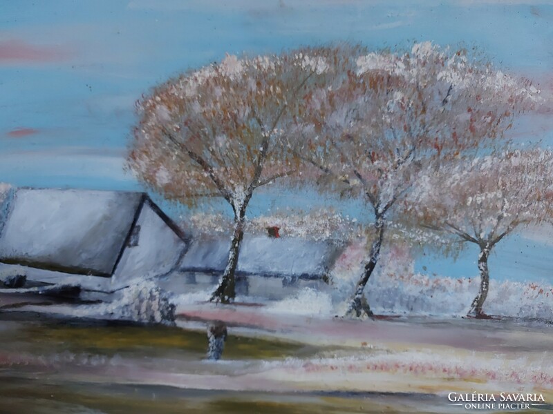 Unsigned painting - farm in winter 2 - 444