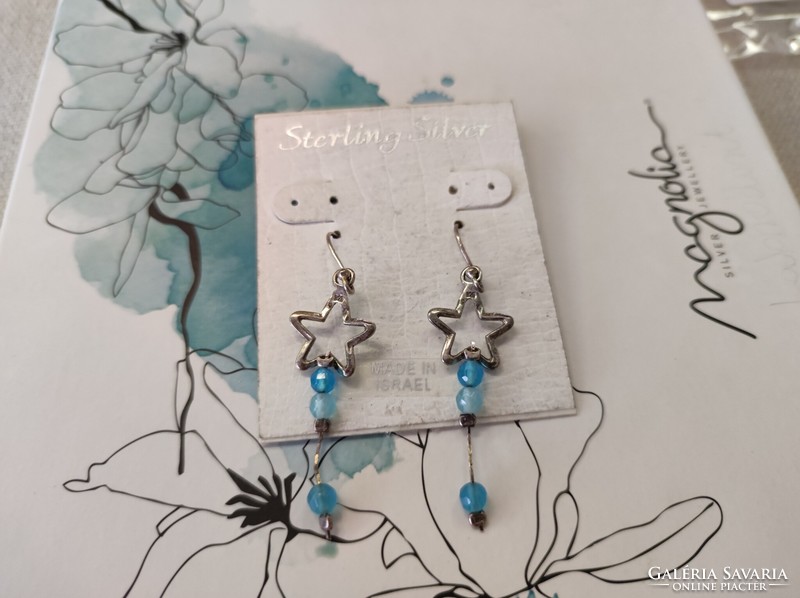 Israeli silver earrings with blue pearls