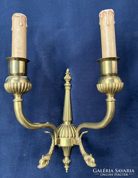 Restored antique two-armed wall arm in a pair