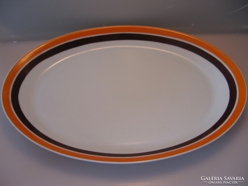 Retro mz orange-burgundy striped serving bowl
